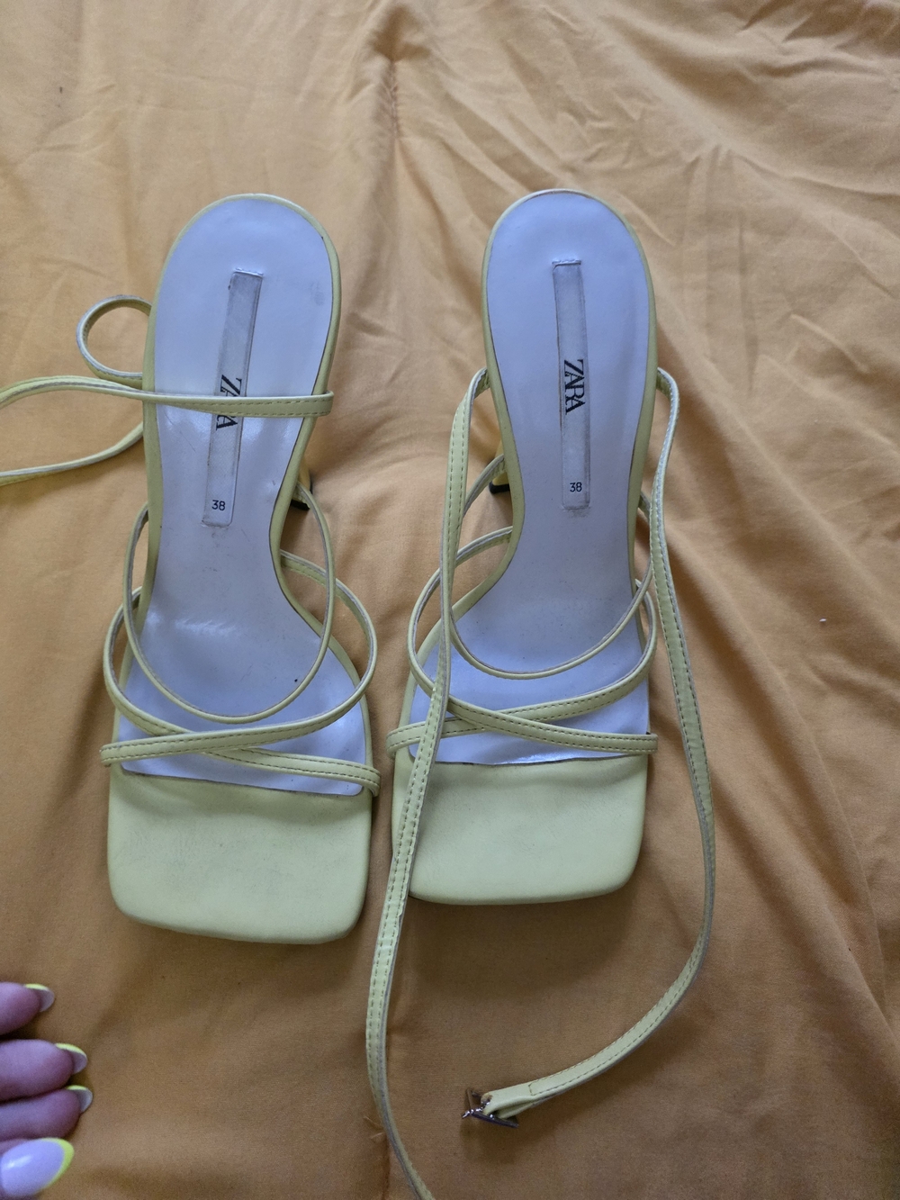 ZARA Yellow Strappy Square-Toe Sandals - Picture 1 of 7